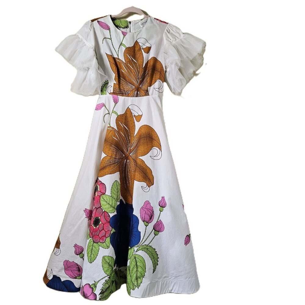 Rahyma Dress S Ethnic Large Floral Luxury African Print Fashion SS Full Skirt